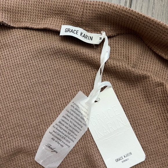 Grace Karin Waffle Knit Open Cardigan With Pockets And Wide Bat Sleeves - Picture 9 of 12